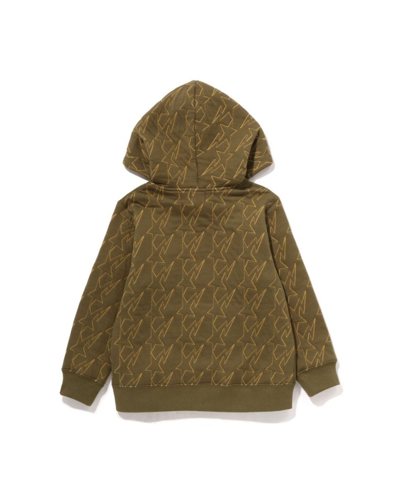 Hauts Bape STA Quilting Zip Hoodie Vert Enfant | WAQ-93789887